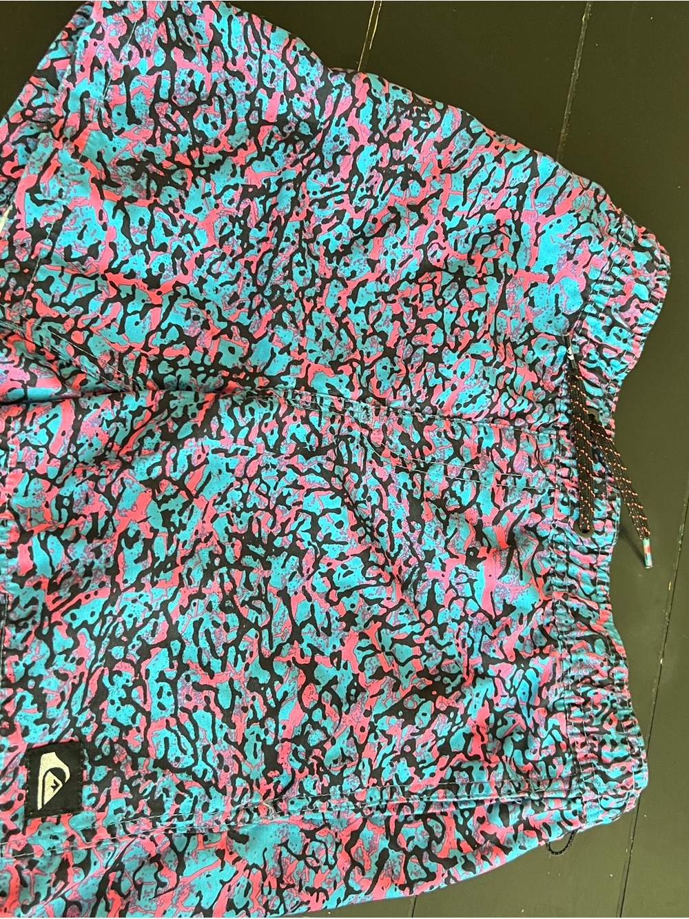 Quiksilver Blue & Pink Abstract Swim Trunks